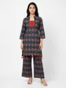 Blue & Red Printed 2 piece Coord Set