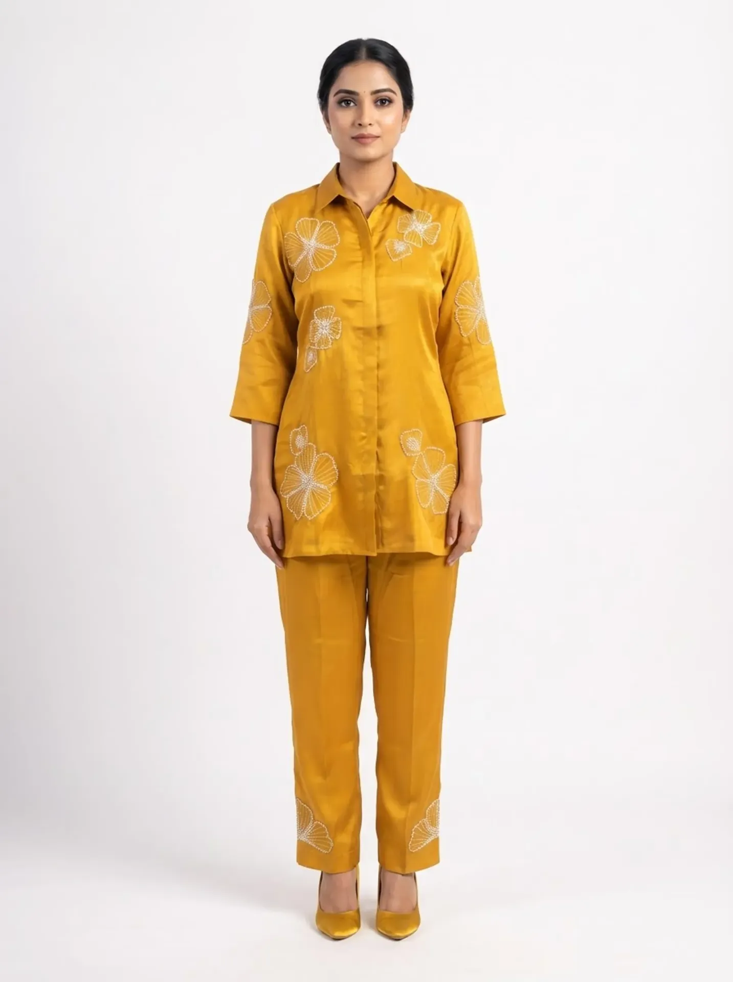 Mustard silk Coord Set